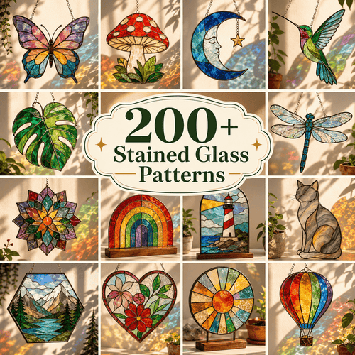 200+ Stained Glass Patterns Bundle (Instant Download)