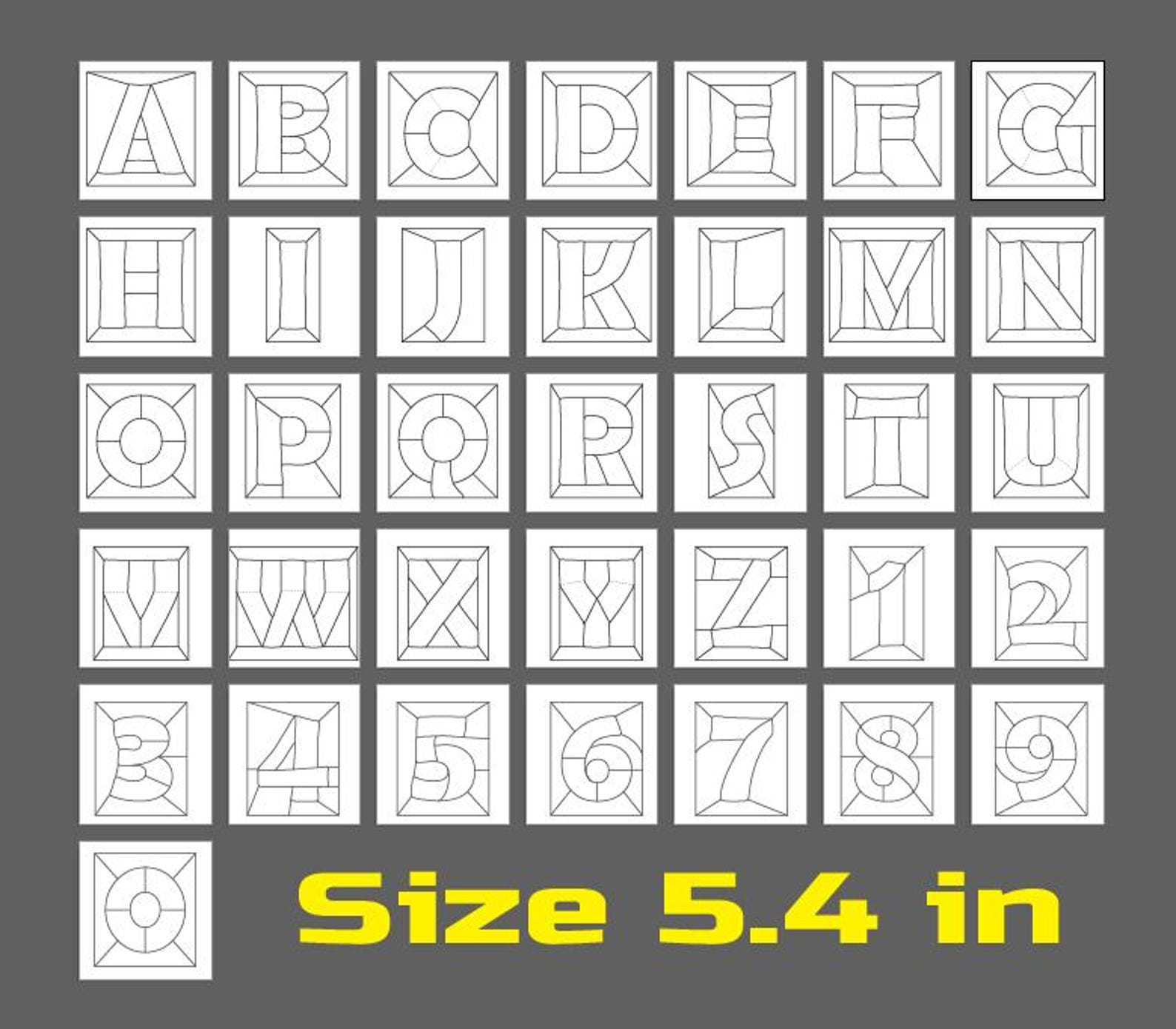 Printable alphabet stained glass line pattern example