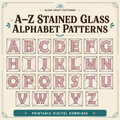 Stained glass alphabet patterns A–Z – printable digital set