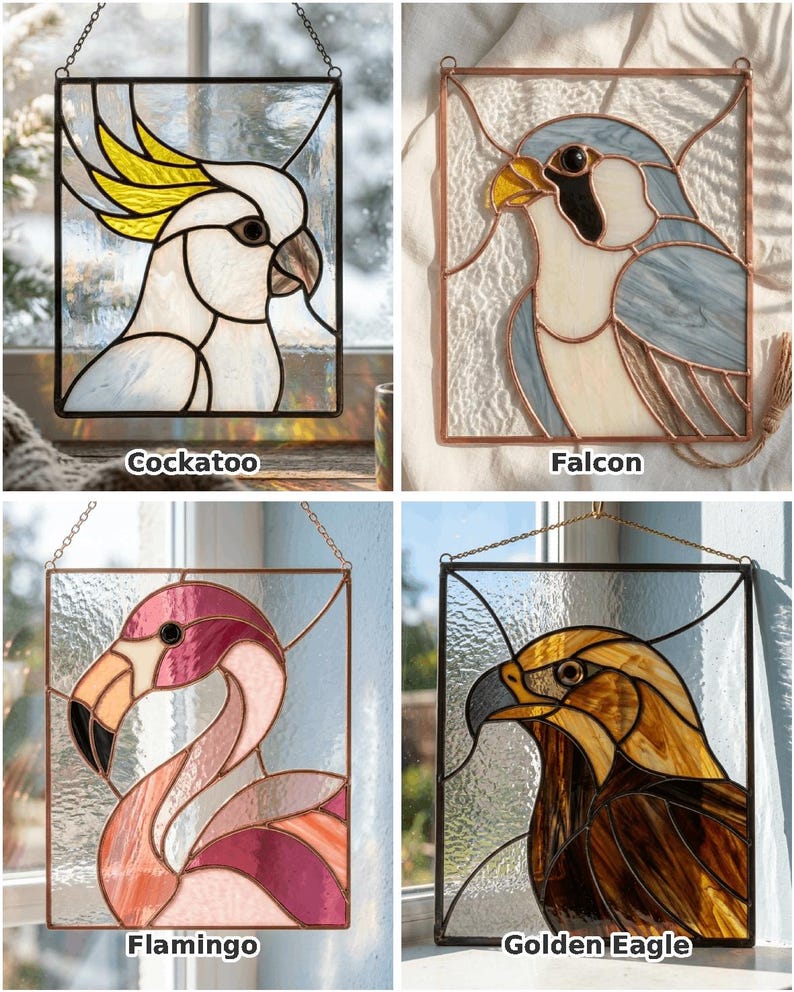 Bird stained glass suncatcher pattern preview 6