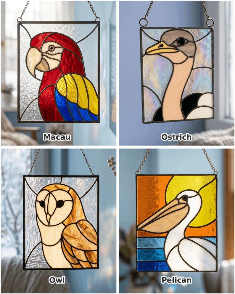Bird stained glass suncatcher pattern preview 8