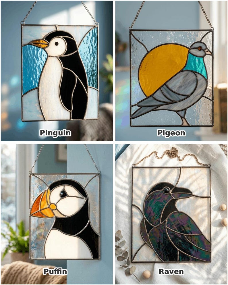 Bird stained glass suncatcher pattern preview 9