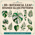 Botanical leaf stained glass patterns – 10+ printable designs