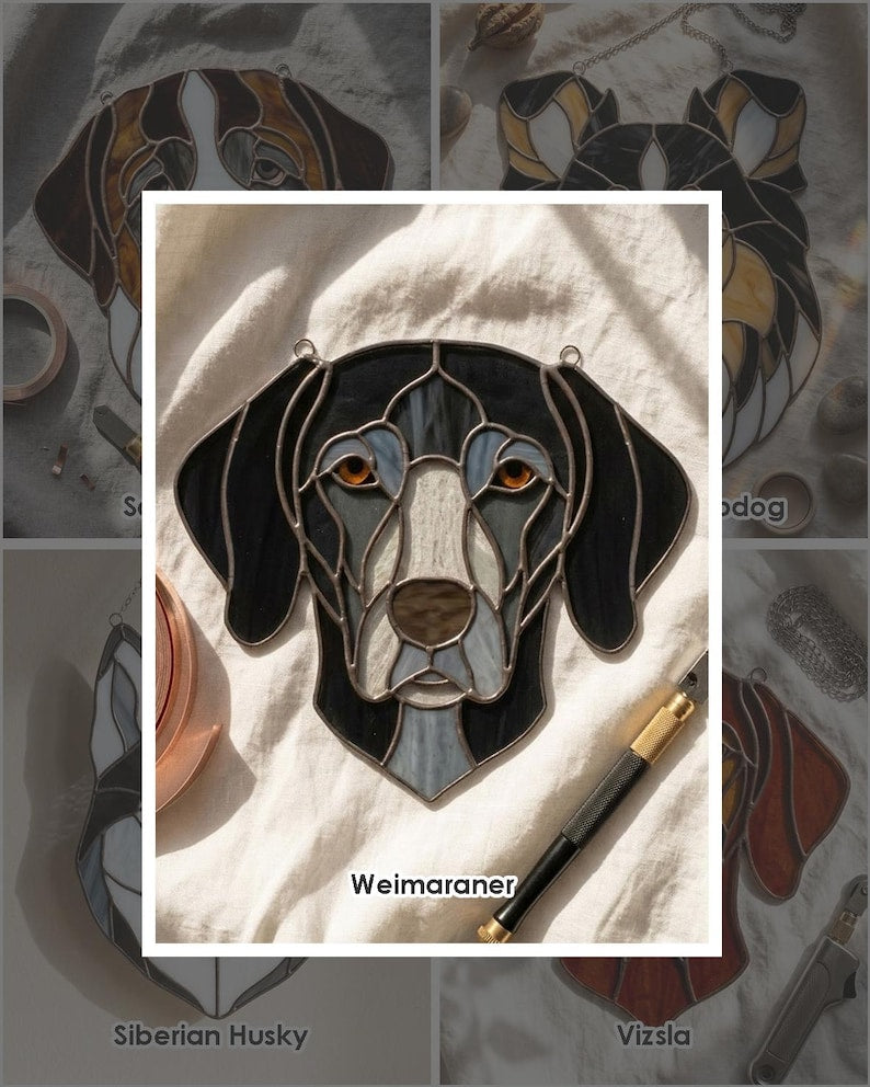 Dog breed stained glass suncatcher pattern preview 11