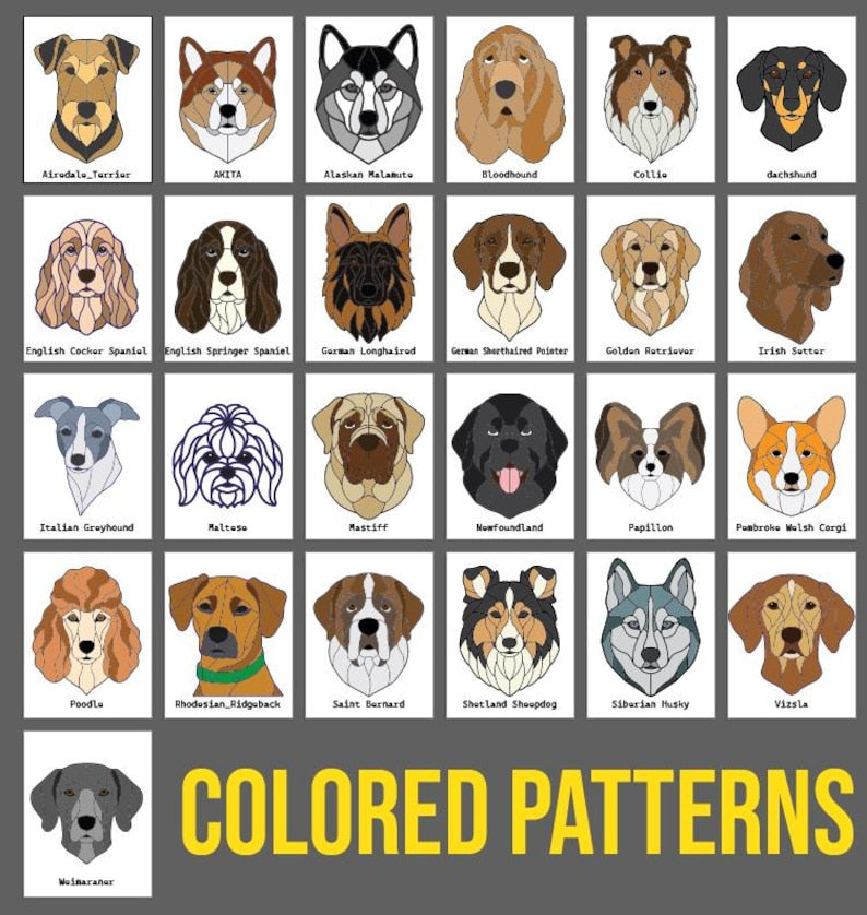 Dog breed stained glass suncatcher pattern preview 2