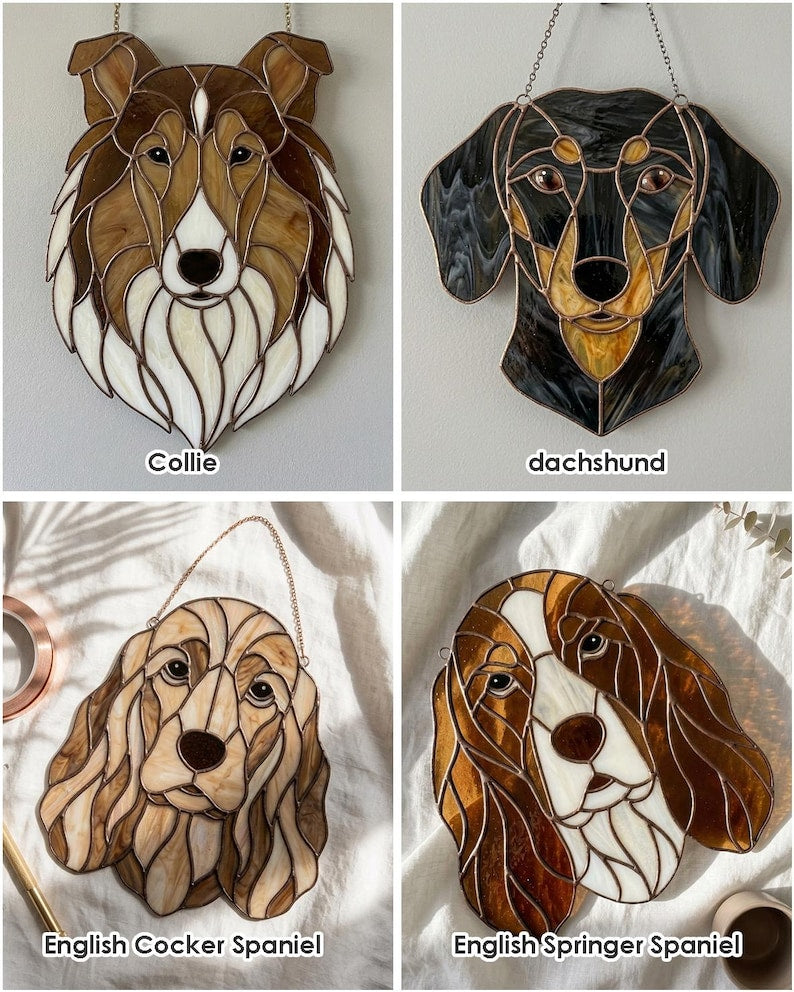 Dog breed stained glass suncatcher pattern preview 6