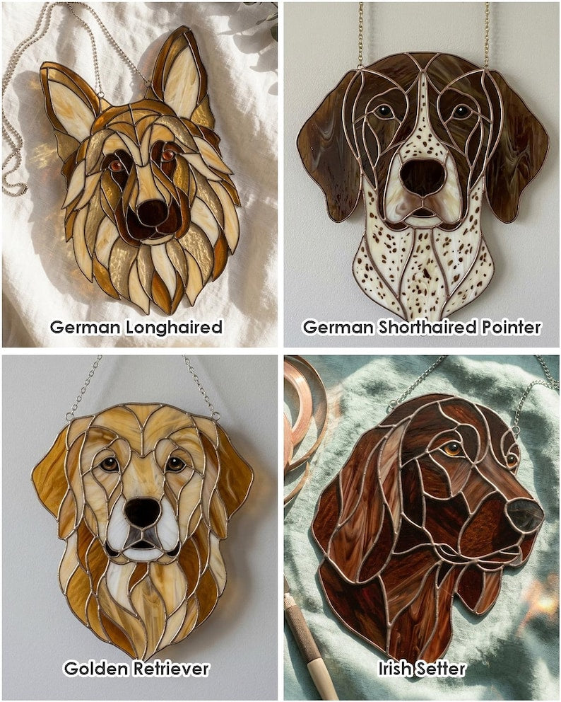 Dog breed stained glass suncatcher pattern preview 7