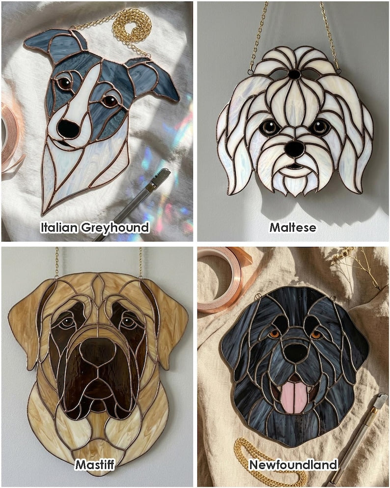 Dog breed stained glass suncatcher pattern preview 8