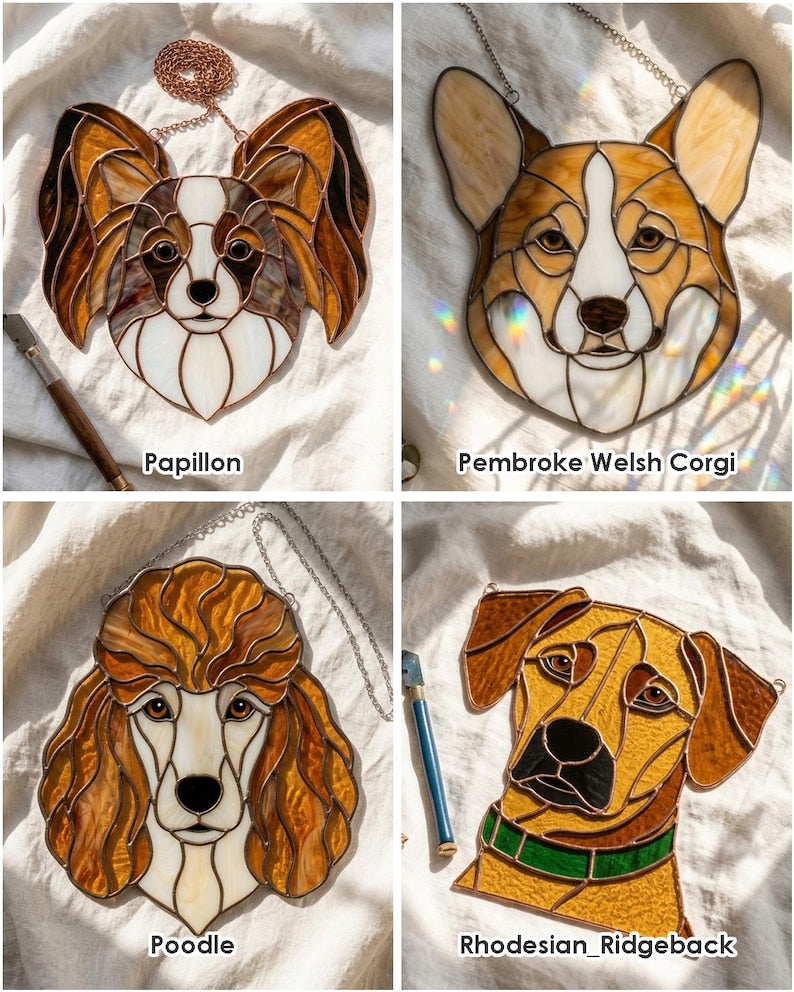Dog breed stained glass suncatcher pattern preview 9