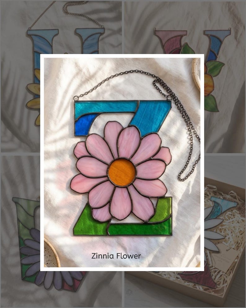 Floral alphabet stained glass letter pattern preview 10