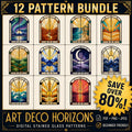 Art Deco Stained Glass Patterns Bundle — 12 arched window designs