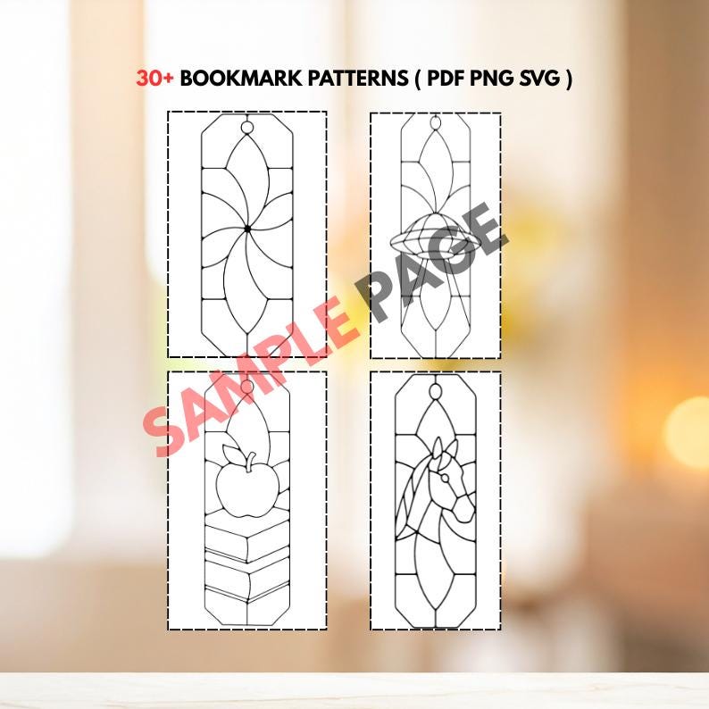Black and white printable bookmark pattern templates