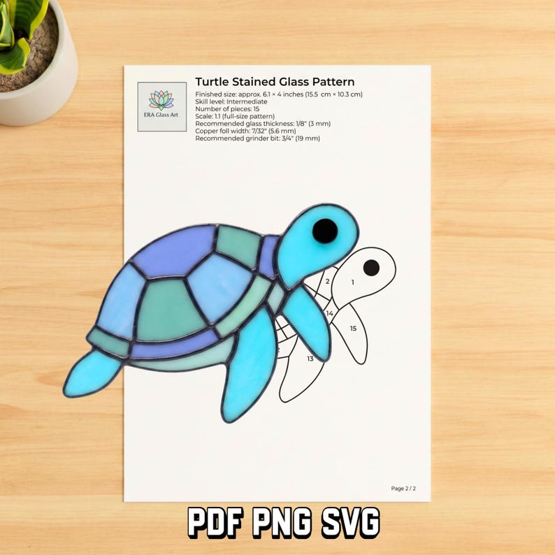 Ocean sea-life stained glass pattern preview 11