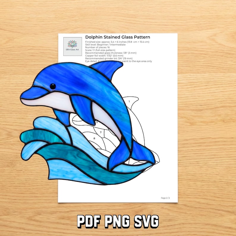 Ocean sea-life stained glass pattern preview 6