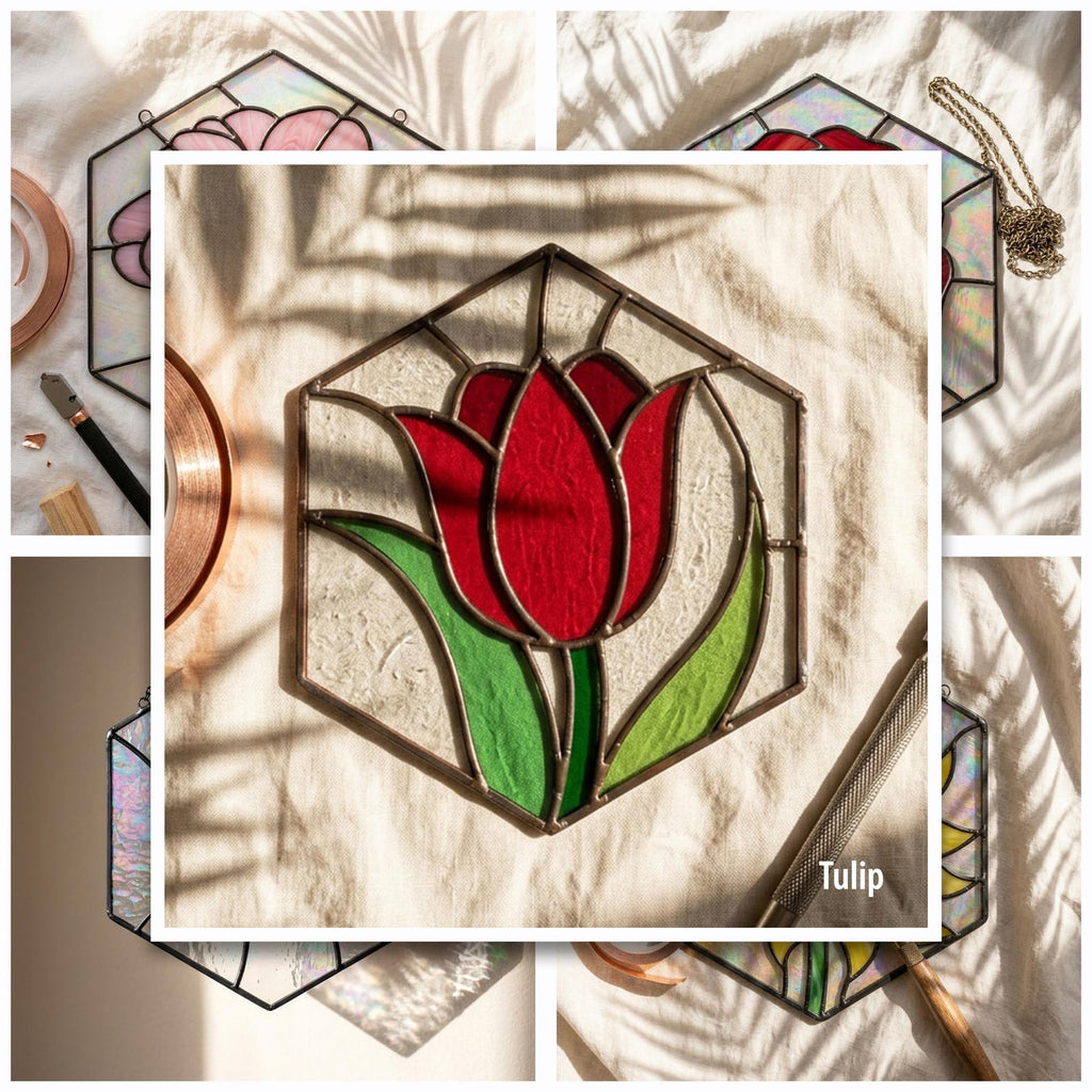 Tulip stained glass pattern printable preview