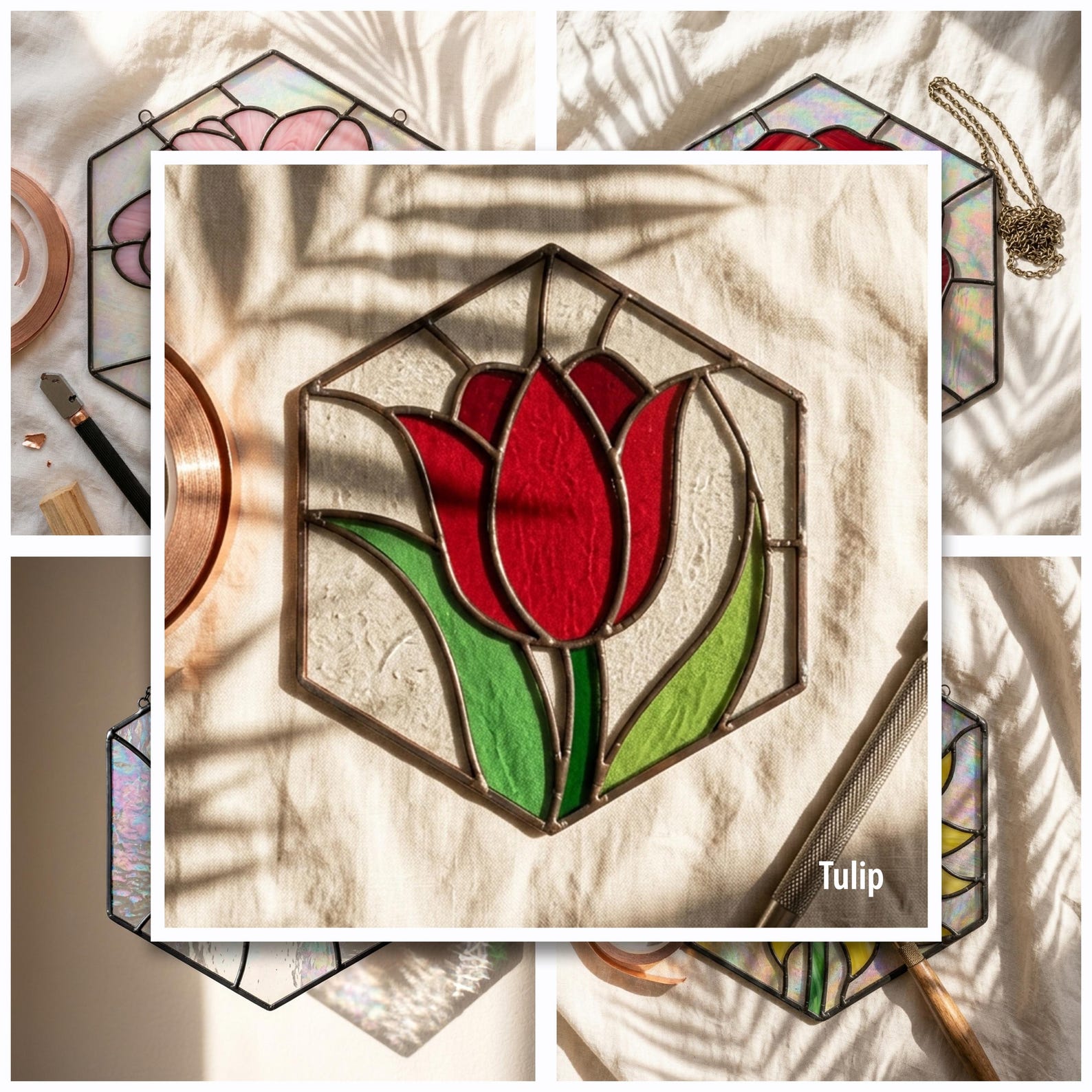 Tulip stained glass pattern printable preview